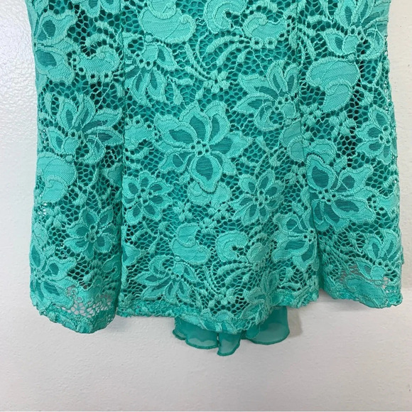 Vintage Y2K Womans Crochet‎ Top Small Green Floral Sheer Lace Flowy Fairy Boho - Picture 4 of 10